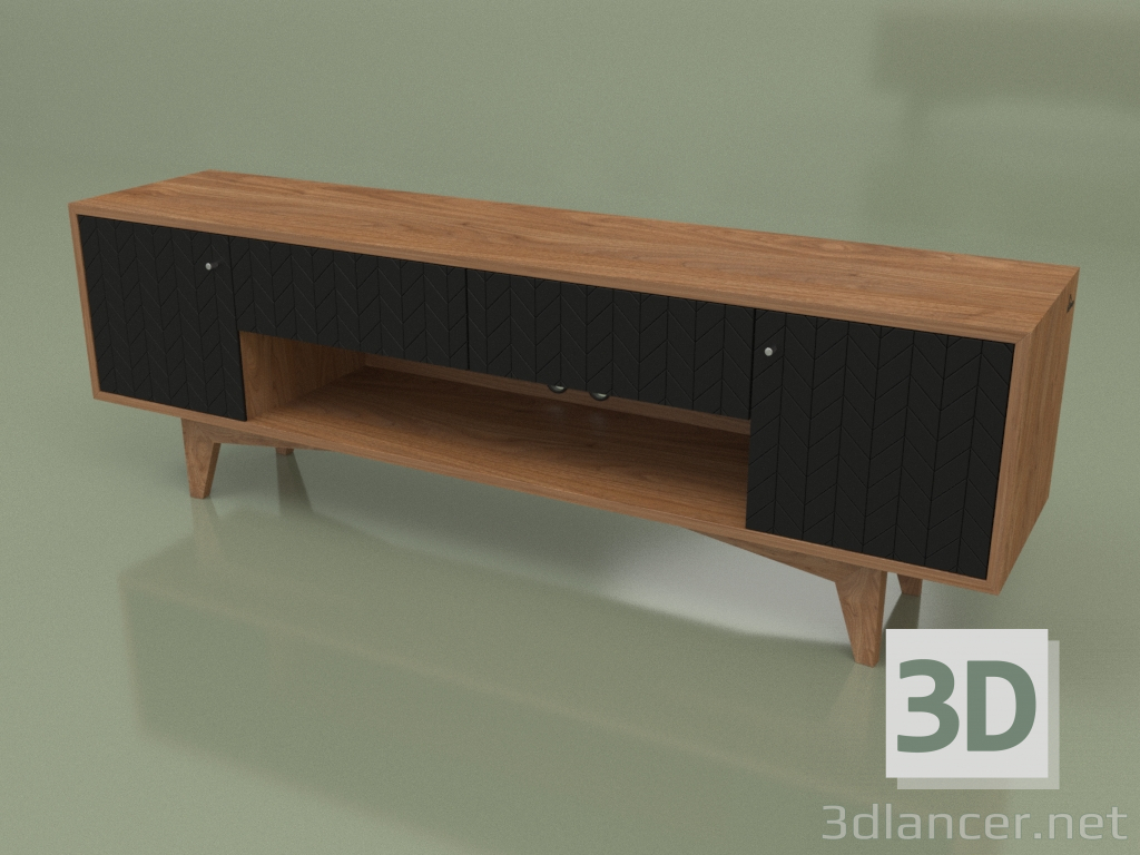 3d model TV stand TELLY (ral 9004 face shevron housing wallnut) - preview