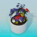 3d модель Горшок с цветочками – превью