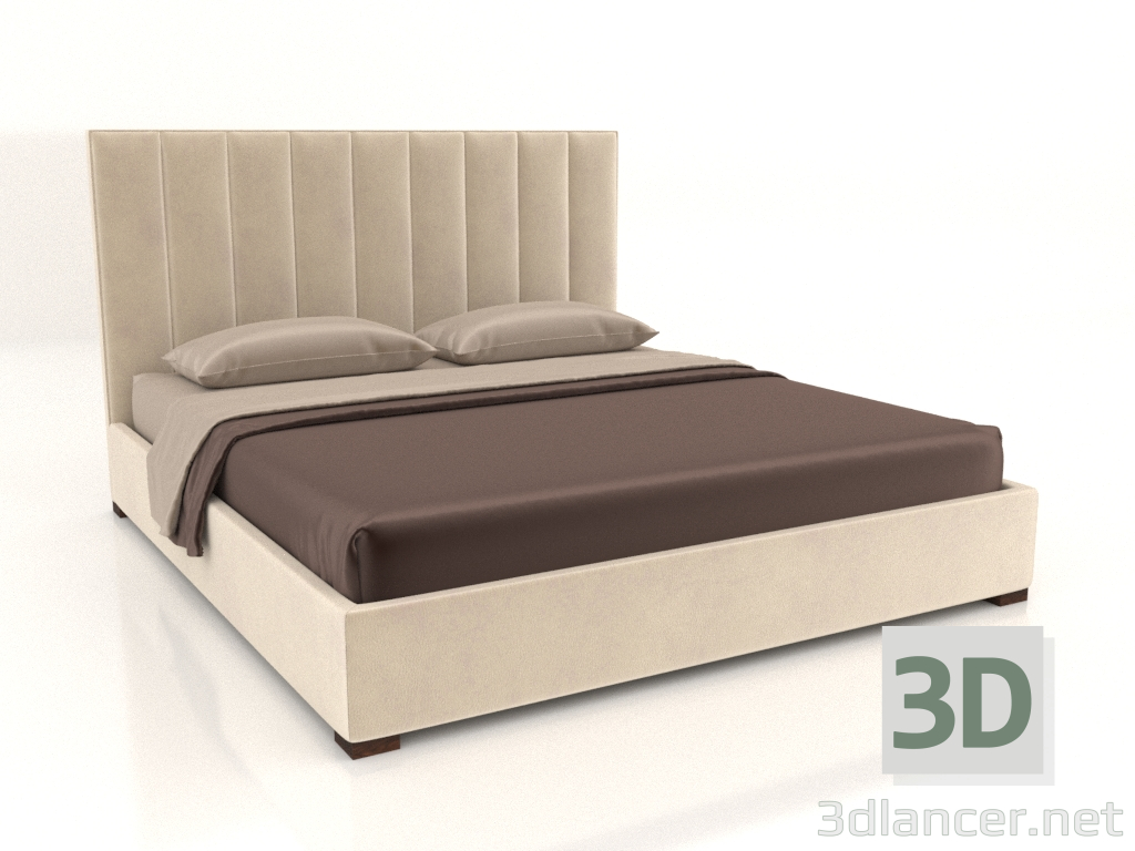 3d model Double bed with headboard Modena Vertical (leather) - preview