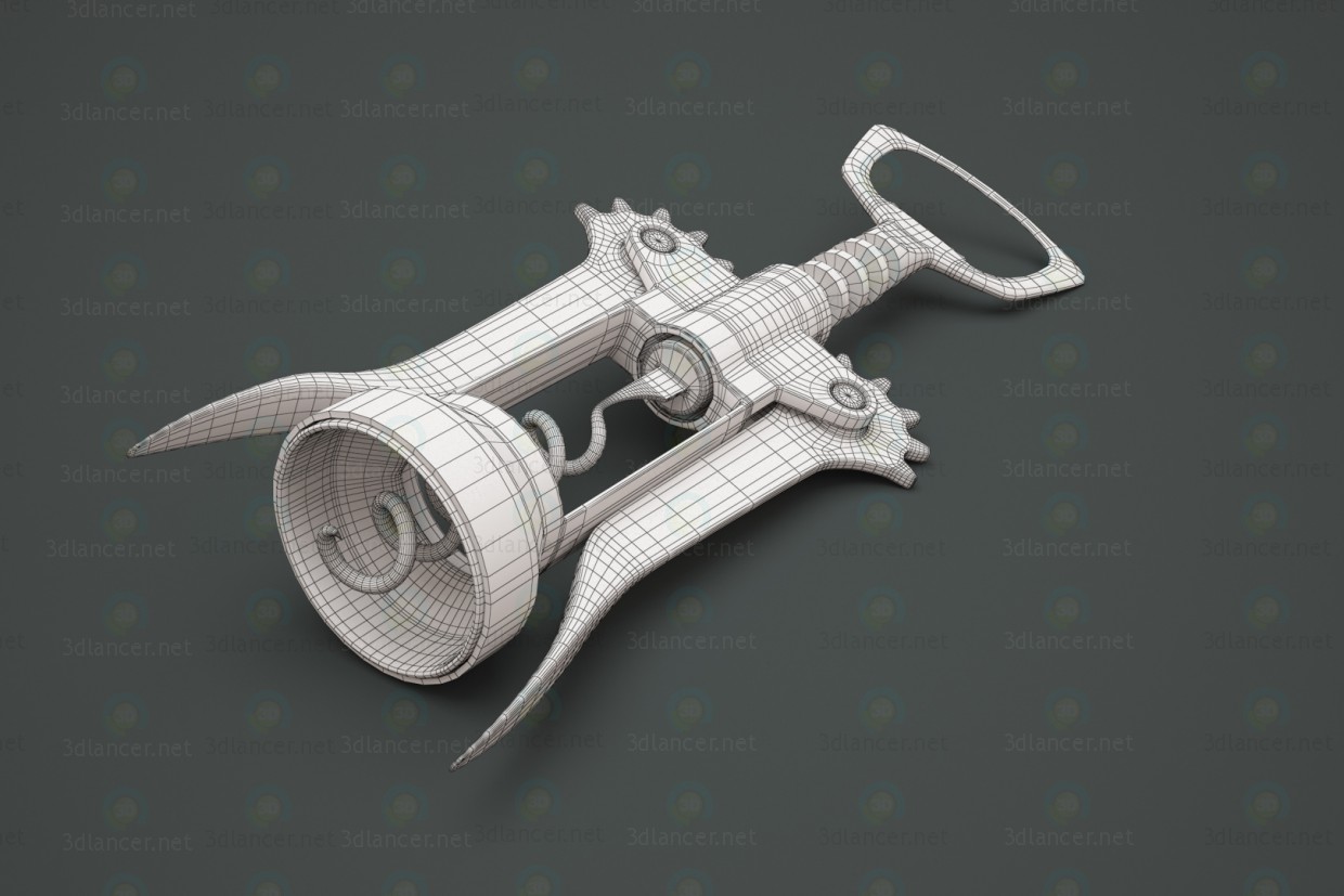 Sacacorchos de espoleta doble 3D modelo Compro - render Sacacorchos de espoleta doble 3D modelo Compro - render