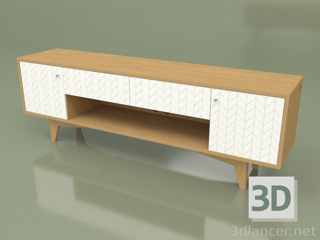3d model TV stand TELLY (ral 9003 face shevron housing oak) - preview