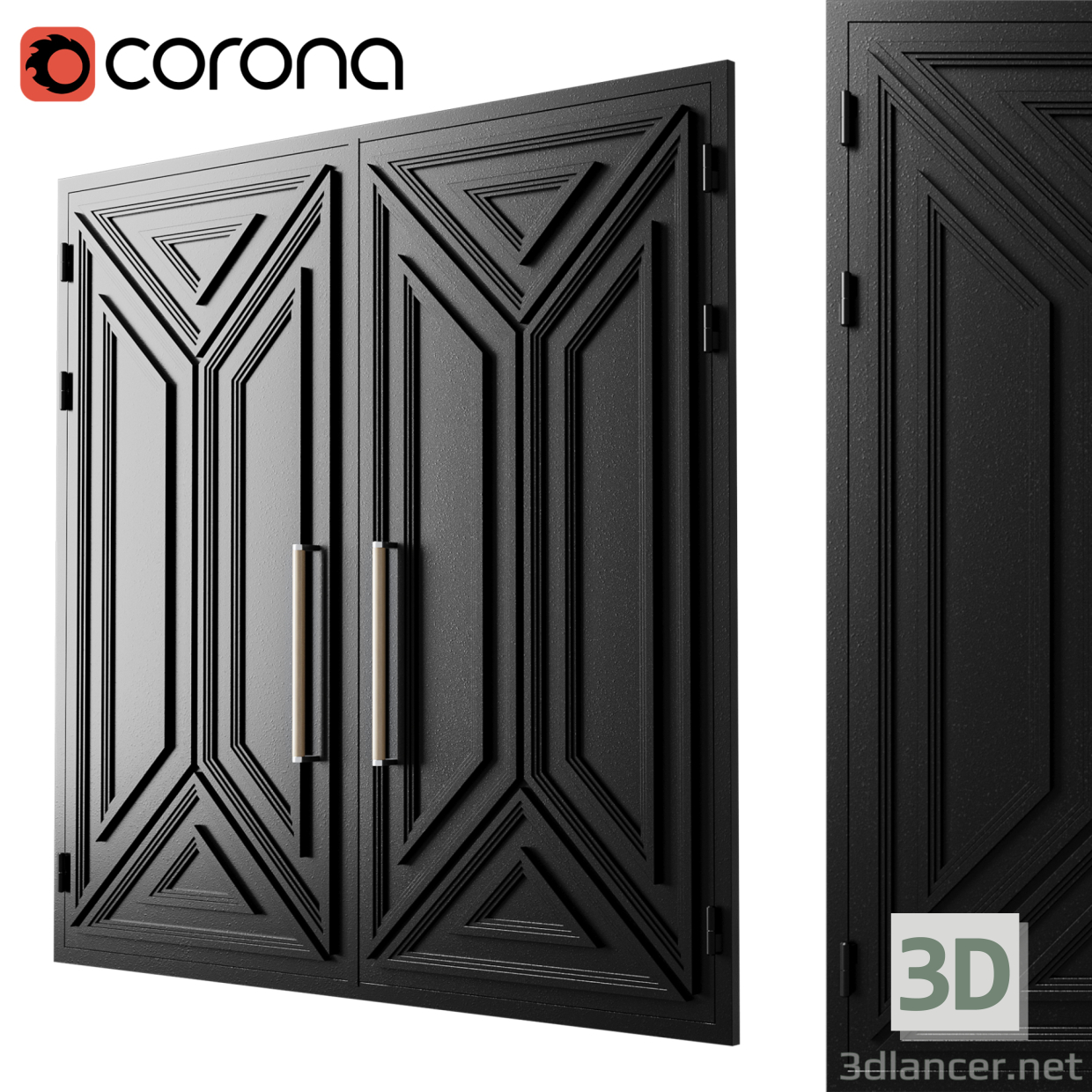 Puerta loft negra 07 3D modelo Compro - render