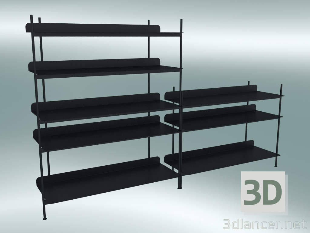 modèle 3D Compilation du système de rack (configuration 7, noir) - preview
