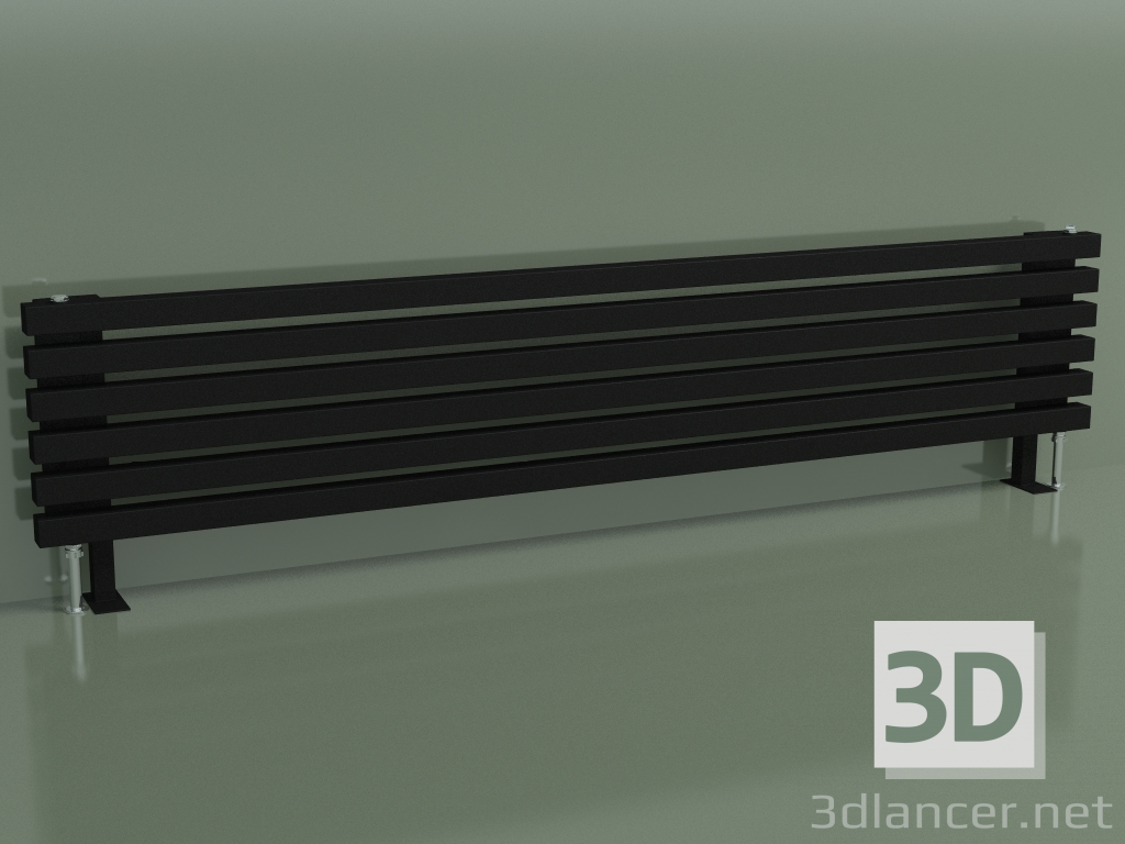 modello 3D Radiatore orizzontale RETTA (6 sezioni 1800 mm 40x40, nero opaco) - anteprima