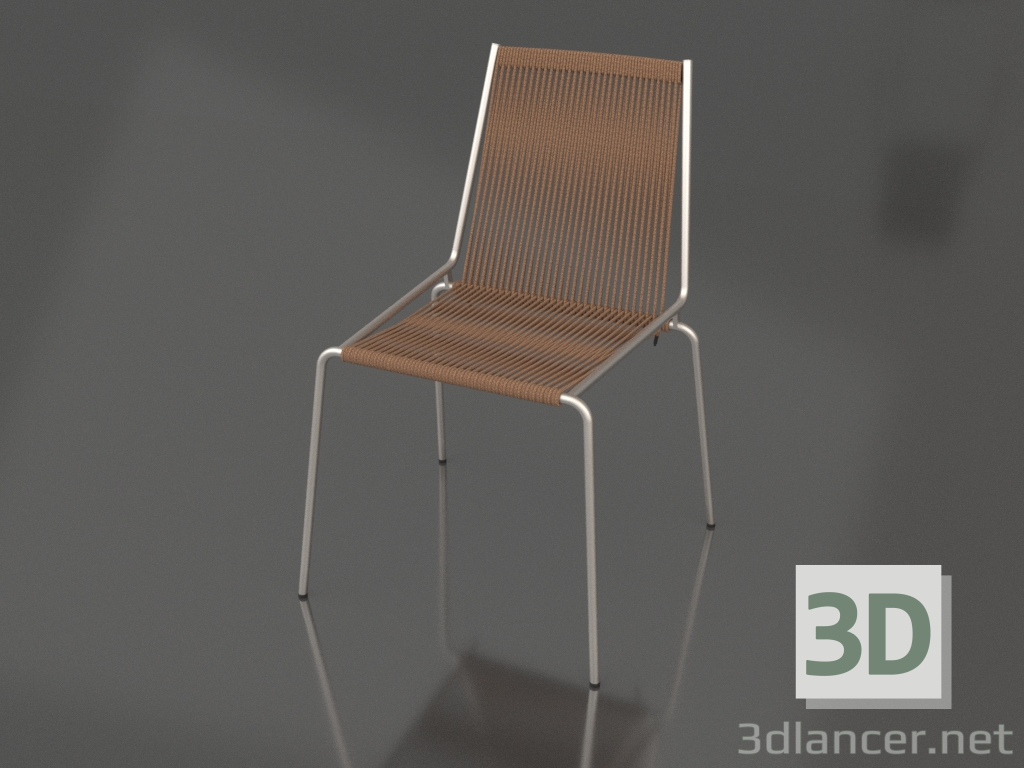 modello 3D Sedia Noel (base in acciaio, lana marrone) - anteprima