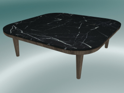 Coffee table Fly (SC4, H 26cm, 80x80cm, Smoked oiled oak base with honed Nero Marquina Marble)