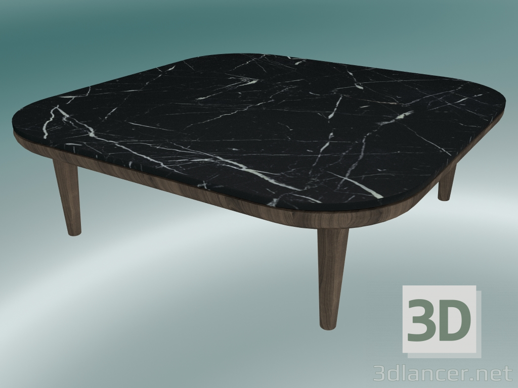 modèle 3D Table basse Fly (SC4, H 26 cm, 80 x 80 cm, piètement en chêne huilé fumé et marbre Nero Marquina pol - preview