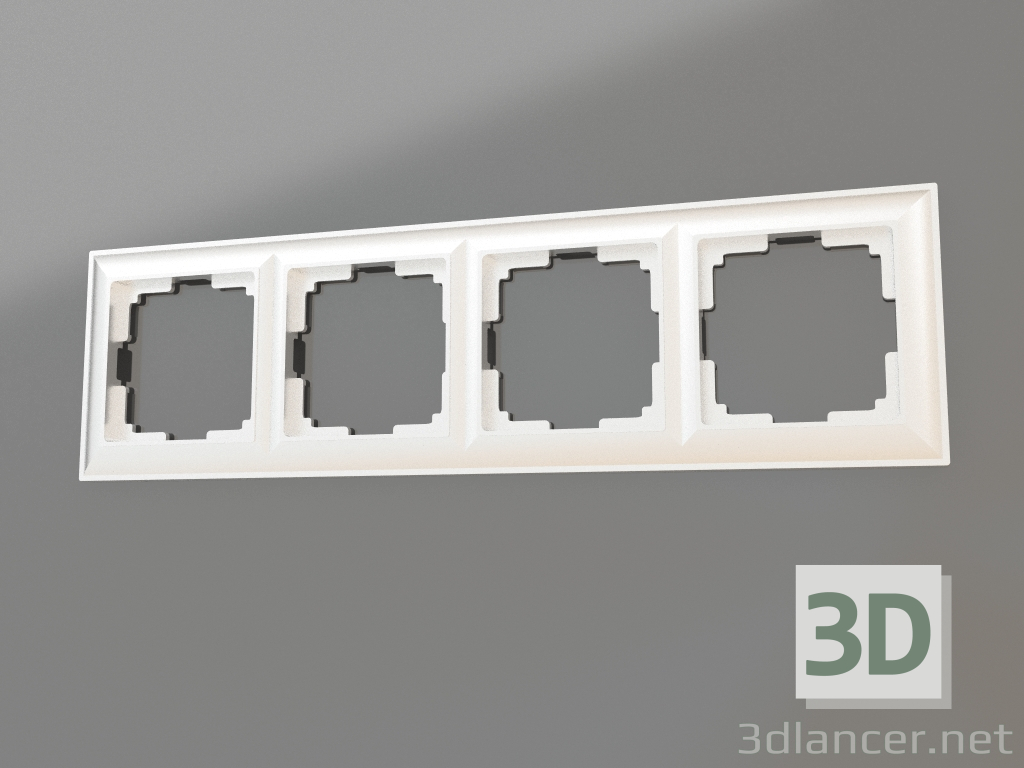 modello 3D Cornice Fiore 4 Post (Argento) - anteprima