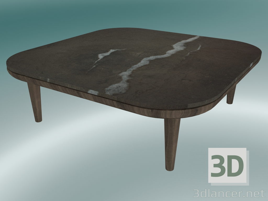 modèle 3D Table basse Fly (SC4, H 26 cm, 80 x 80 cm, piètement en chêne huilé fumé et marbre poli Pietra di Fo - preview