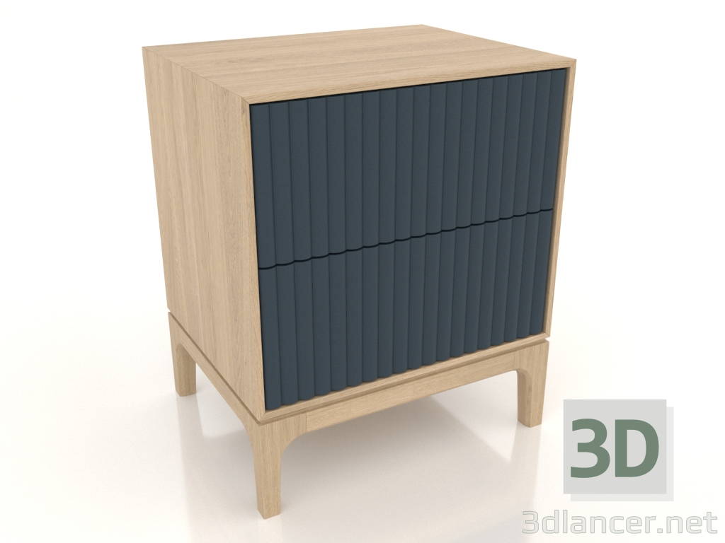modèle 3D Table de chevet FARGO 2 tiroirs avec façades fraisées (cobalt foncé, chêne éclairci, option 4) - preview