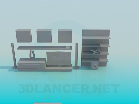 3D Modell Möbel im Wohnzimmer - Vorschau