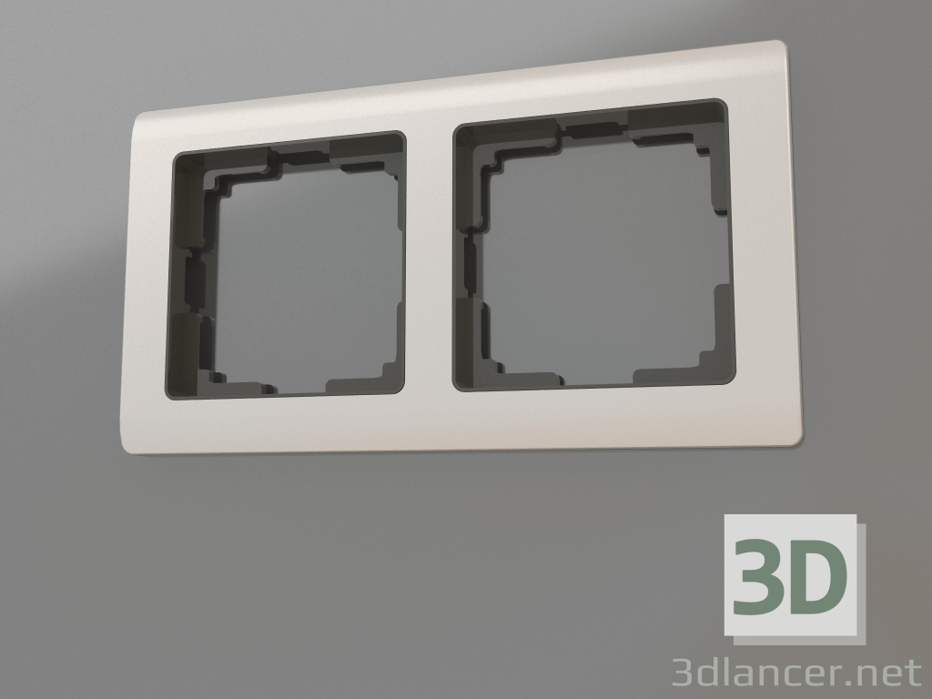 3D Modell Metallrahmen für 2 Pfosten (Nickel glänzend) - Vorschau