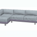 3d модель диван современный трехместный – превью