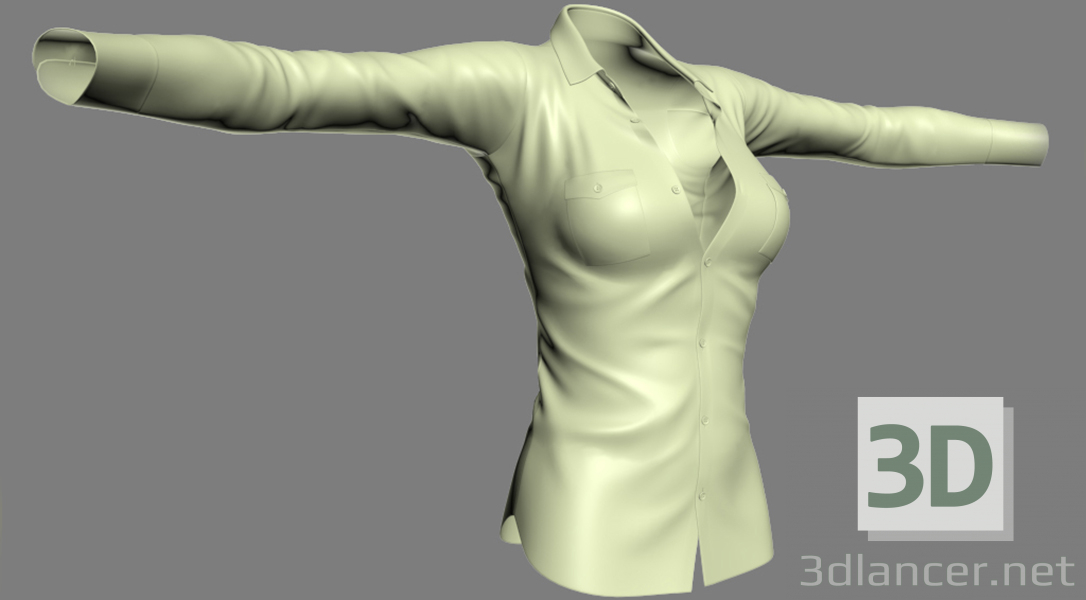 3D modeli kadın gömlek - önizleme