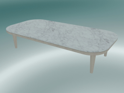 Coffee table Fly (SC5, H 26cm, 60x120cm, White oiled oak base with honed Bianco Carrara Marble)