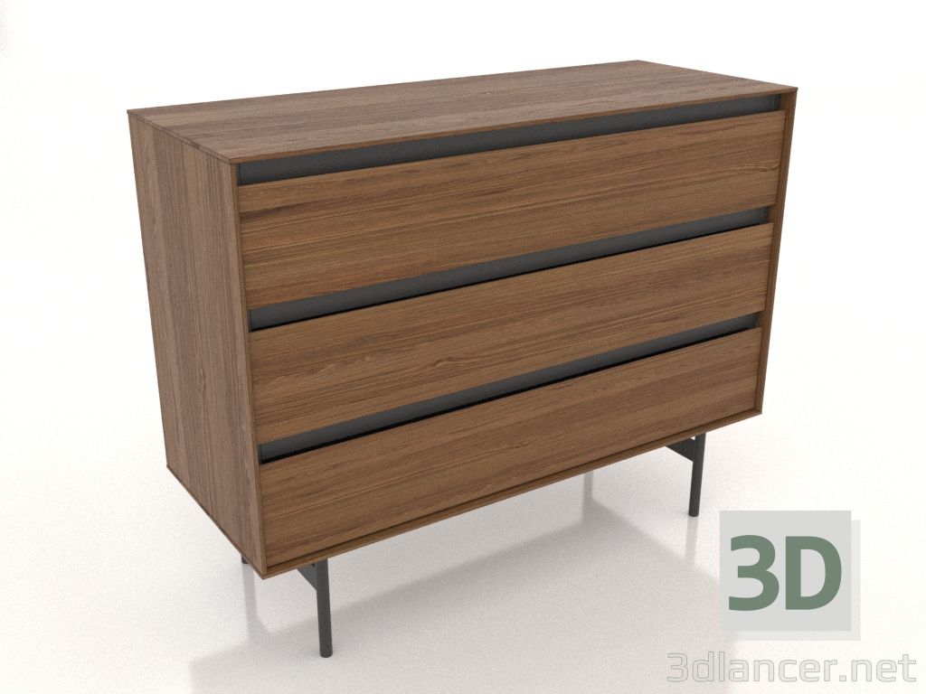 3D Modell Kommode 1000x400 mm (Nussbaum hell) - Vorschau