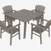 3d model chairs and table set - preview