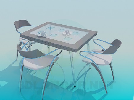 3d model Table and chairs - preview 3d model Table and chairs - preview