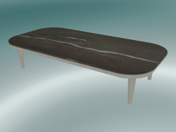 Tavolino Fly (SC5, H 26cm, 60x120cm, base in rovere oliato bianco con marmo Pietra di Fossena leviga