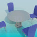 modello 3D Tavolo con sedie nel caffè - anteprima