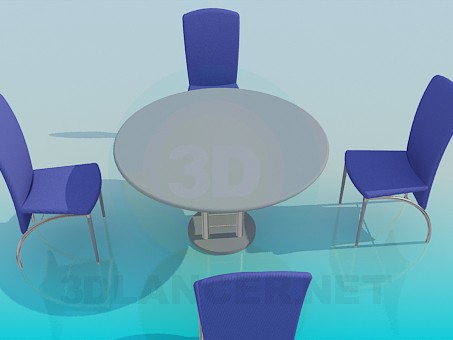 3d модель Столик со стульями в кафе – превью 3d модель Столик со стульями в кафе – превью