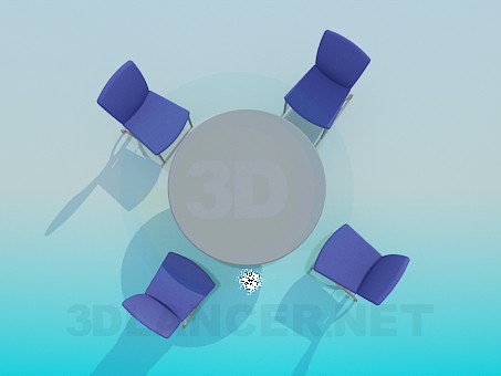 3d модель Столик со стульями в кафе – превью 3d модель Столик со стульями в кафе – превью
