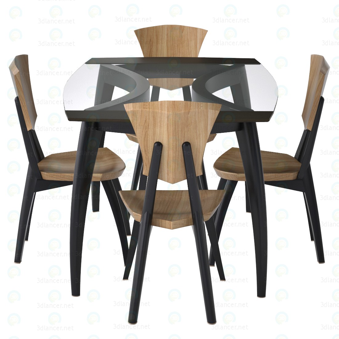 3d Lily Custom Glass Top Dining Table model buy - render 3d Lily Custom Glass Top Dining Table model buy - render