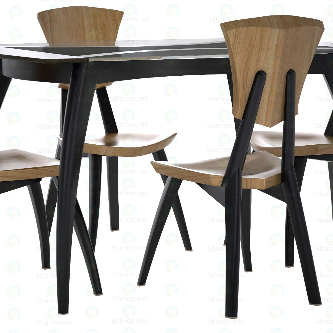 3d Lily Custom Glass Top Dining Table model buy - render 3d Lily Custom Glass Top Dining Table model buy - render