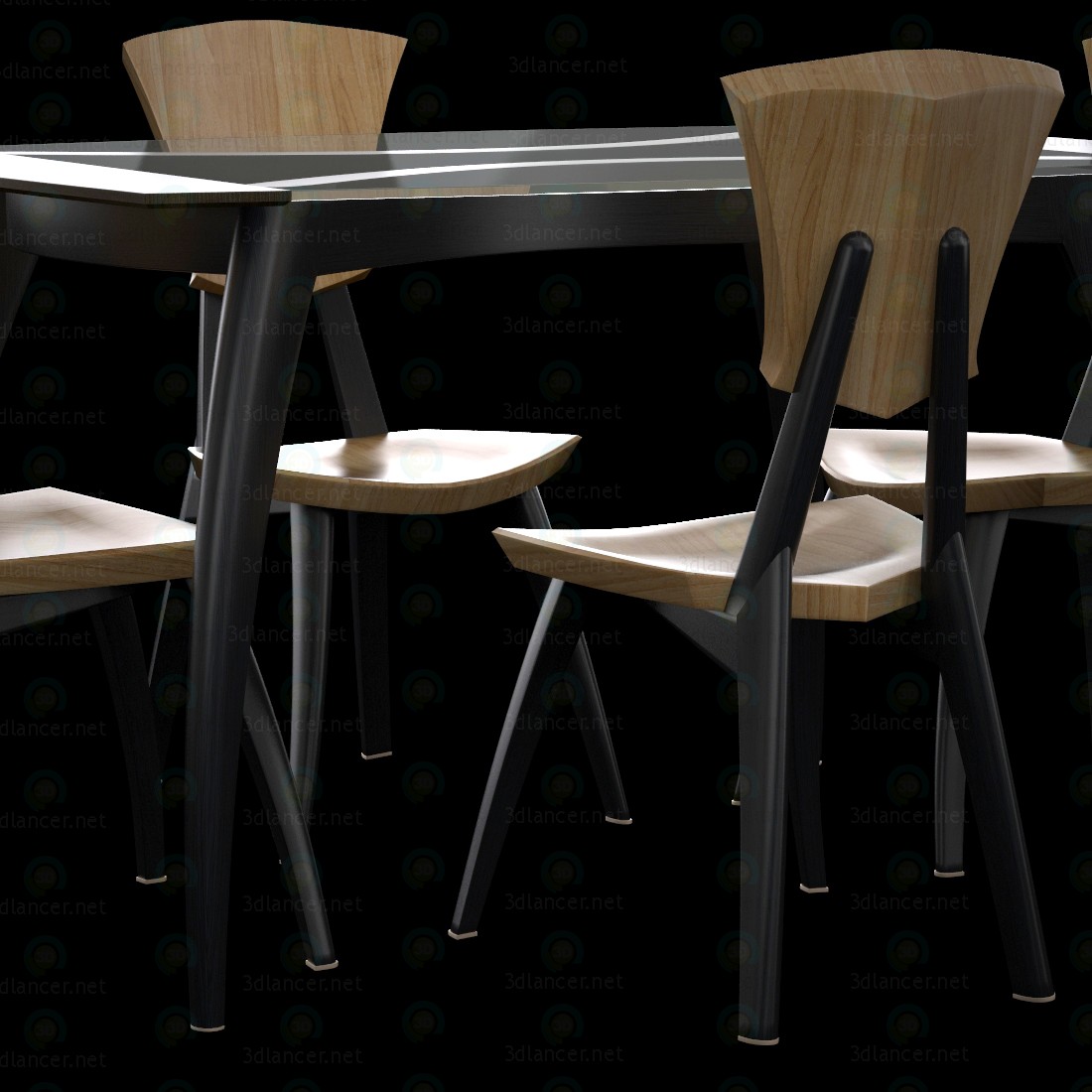 3d Lily Custom Glass Top Dining Table model buy - render 3d Lily Custom Glass Top Dining Table model buy - render