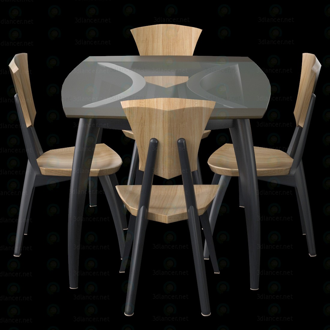 3d Lily Custom Glass Top Dining Table model buy - render 3d Lily Custom Glass Top Dining Table model buy - render