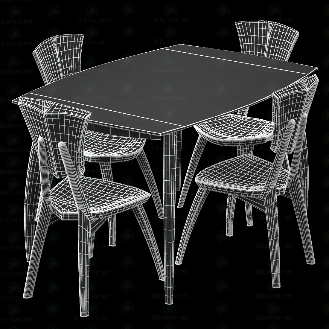 3d Lily Custom Glass Top Dining Table model buy - render 3d Lily Custom Glass Top Dining Table model buy - render