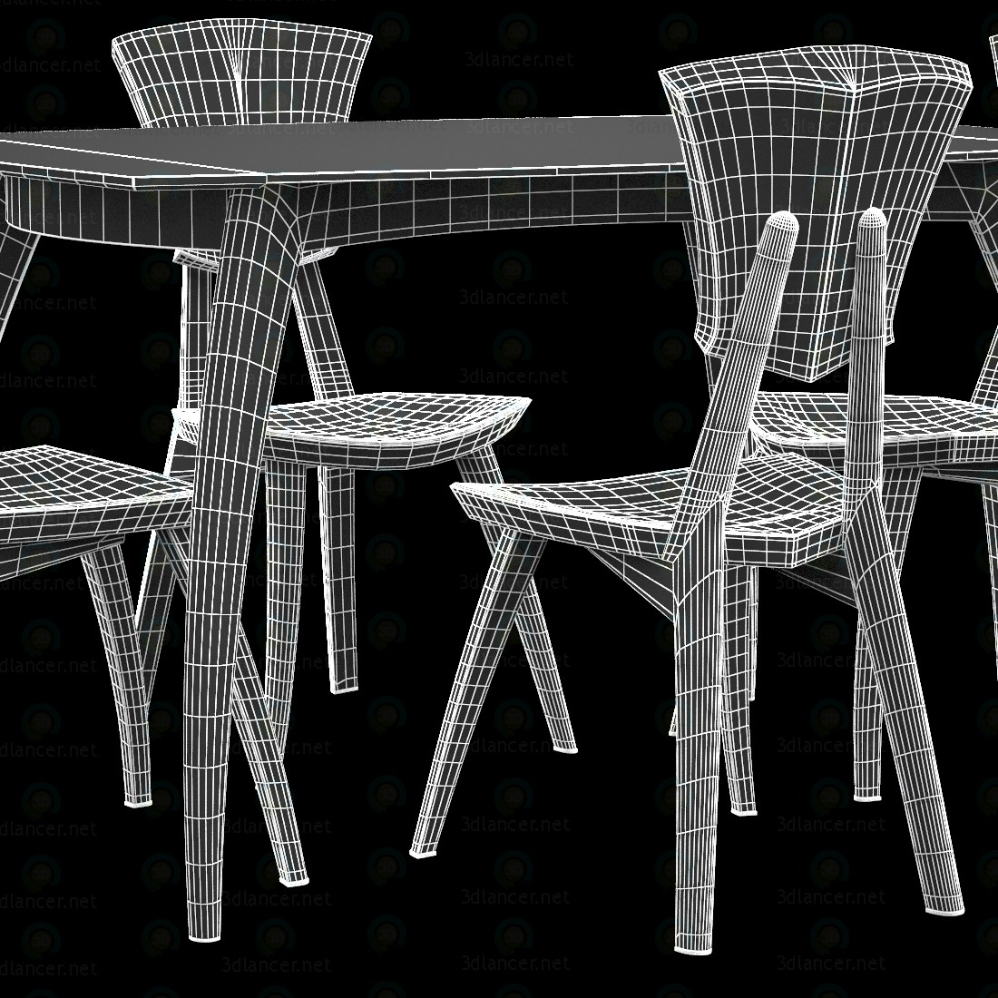 3d Lily Custom Glass Top Dining Table model buy - render 3d Lily Custom Glass Top Dining Table model buy - render