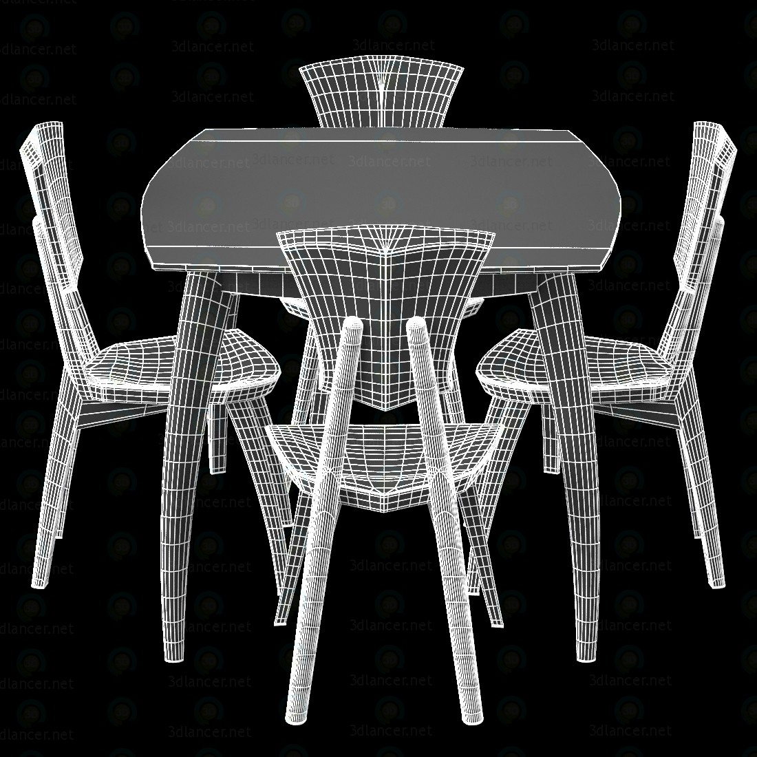 3d Lily Custom Glass Top Dining Table model buy - render 3d Lily Custom Glass Top Dining Table model buy - render