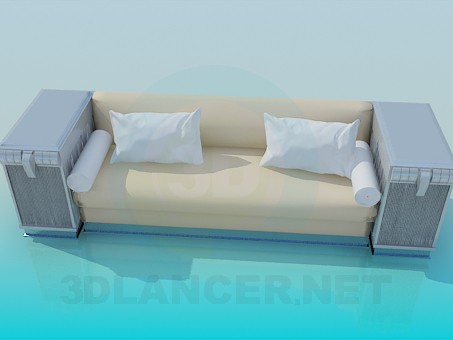 3d model Sofa with side tables - preview