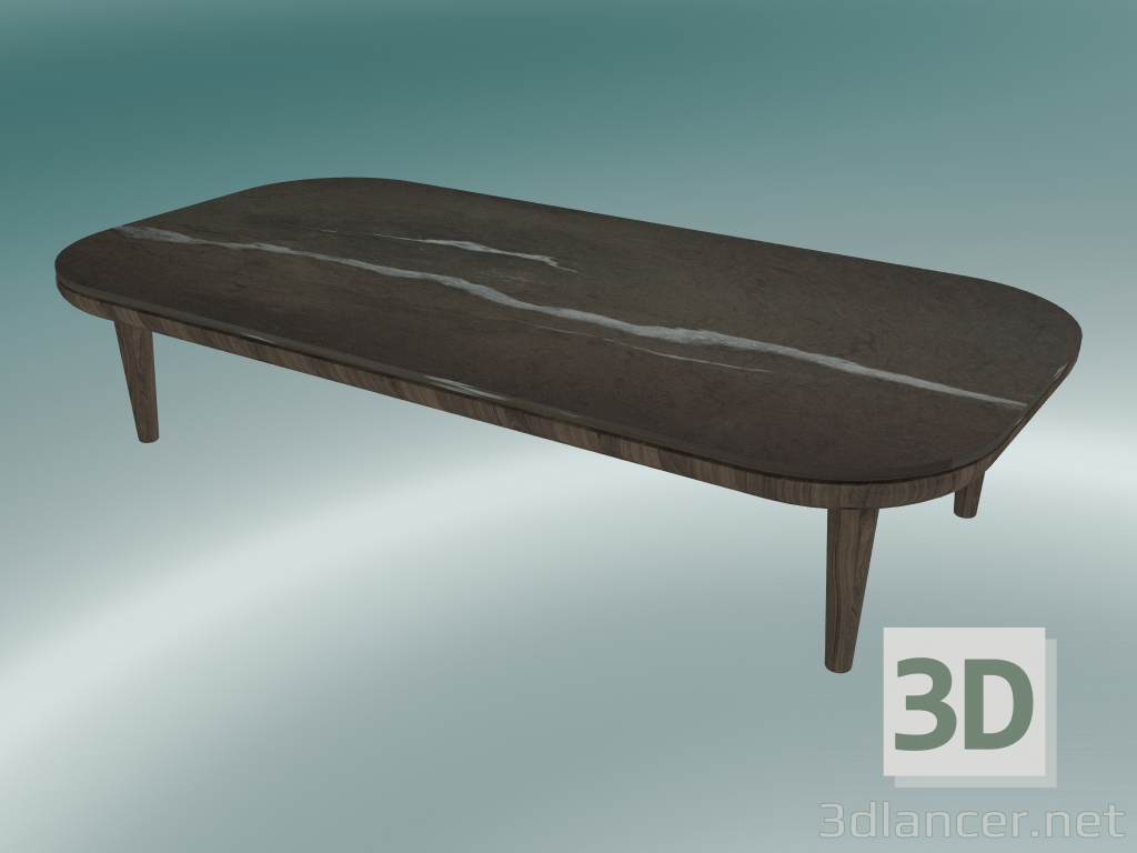 modèle 3D Table basse Fly (SC5, H 26 cm, 60 x 120 cm, piètement en chêne huilé fumé et marbré poli Pietra di F - preview