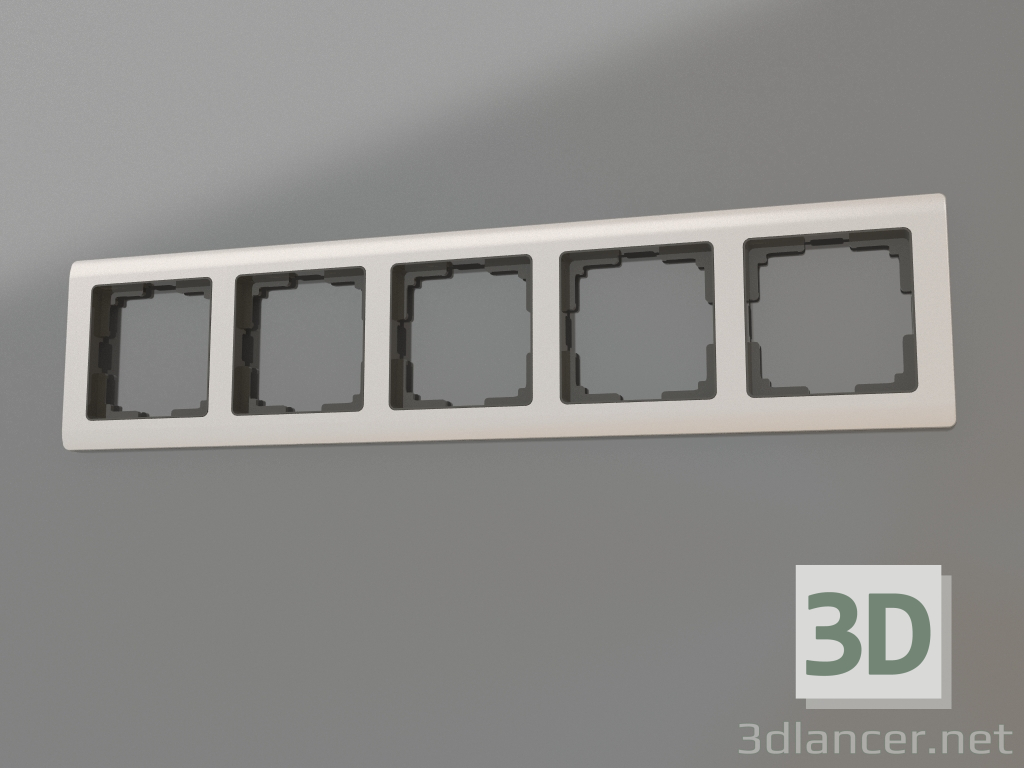 modello 3D Cornice metallica per 5 montanti (nichel lucido) - anteprima