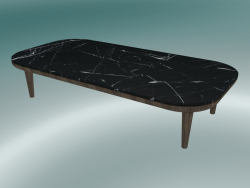 Tavolino Fly (SC5, H 26cm, 60x120cm, base in rovere oliato affumicato con marmo Nero Marquina leviga