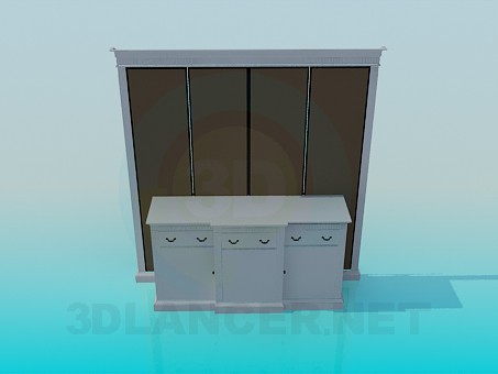 3d model Console with wall panel - preview