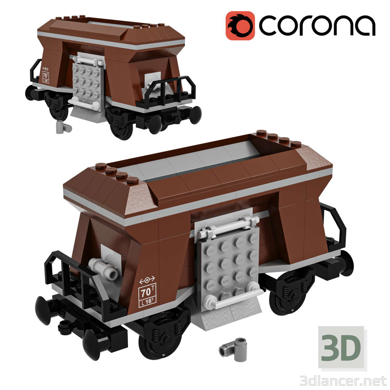 3D Tren Lego Kömür Haznesi modeli satın - render