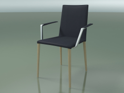 Stuhl 1708BR (H 85-86 cm, mit Armlehnen, mit Lederausstattung, L20 gebleichte Eiche)