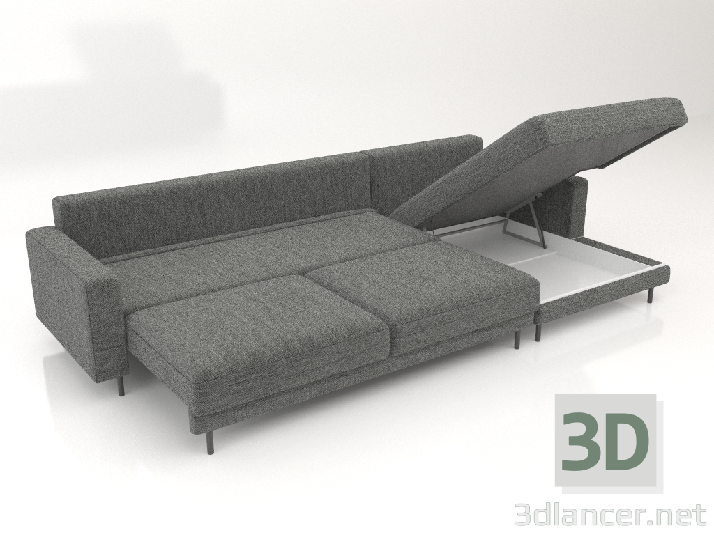 3d модель Диван DIAMOND со спальным местом (разложенный и открытый) – превью