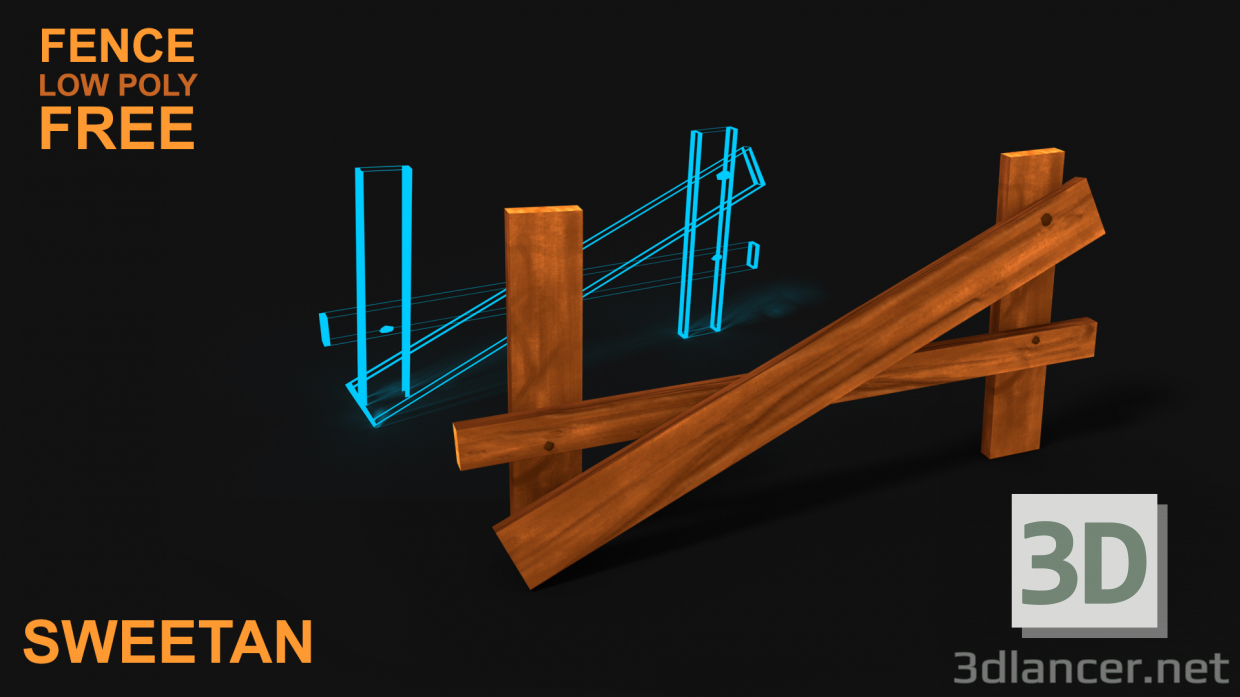 modello 3D 3D Broken Wooden Fence v1 Asset di gioco - Basso poli - anteprima