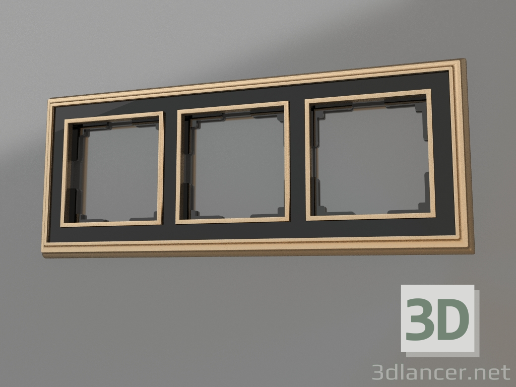 Modelo 3d Moldura para 3 postes Palacio (ouro-preto) - preview
