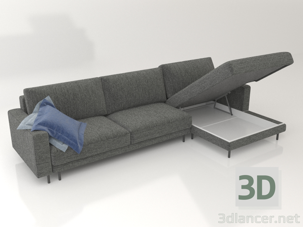 modello 3D Divano DIAMOND con posto letto (aperto) - anteprima