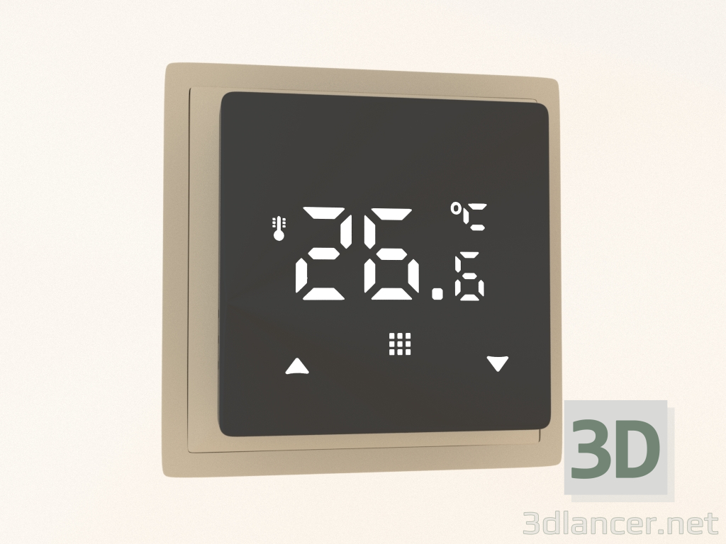 Modelo 3d Termostato com sensor de piso (programável, 16 A, vidro preto, caxemira fosca, DTEF16Â) R98 - preview