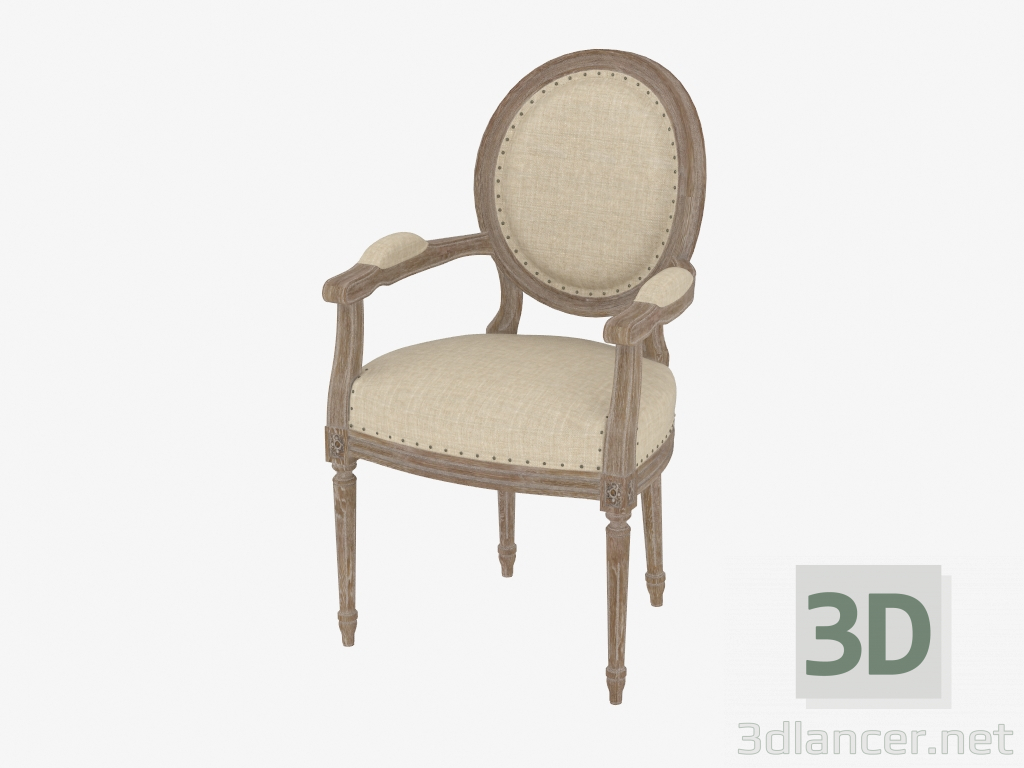 3D Modell Ein Esszimmerstuhl mit Armlehnen FRENCH VINTAGE LOUIS ROUND LEHNSESSELN (8827.0008.A015.A) - Vorschau