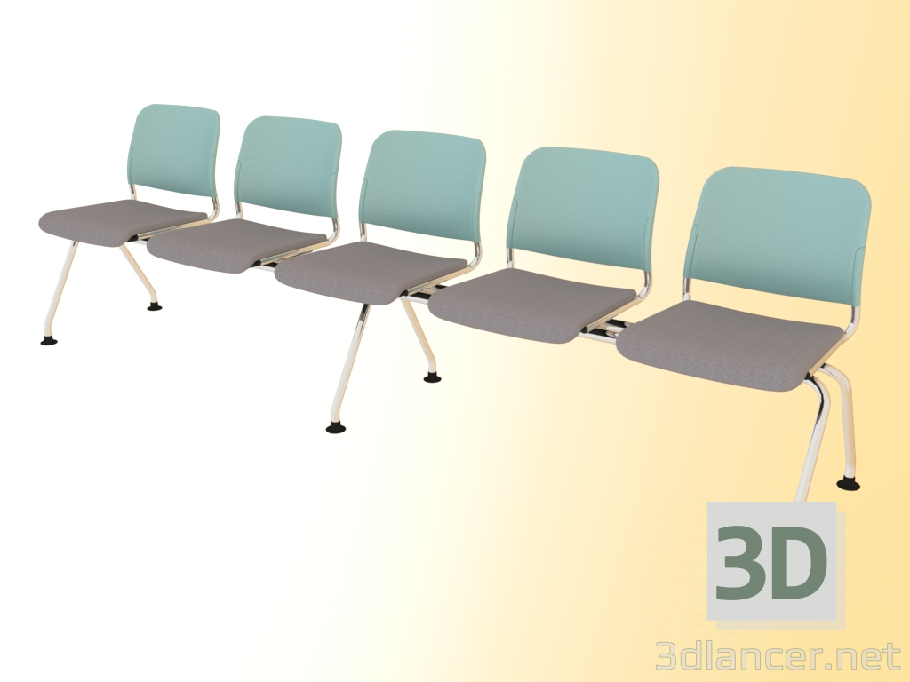 3d model Five-seater bench (502L5) - preview