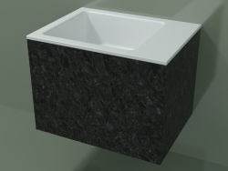 Wall-mounted washbasin (02R122102, Nero Assoluto M03, L 48, P 36, H 36 cm)