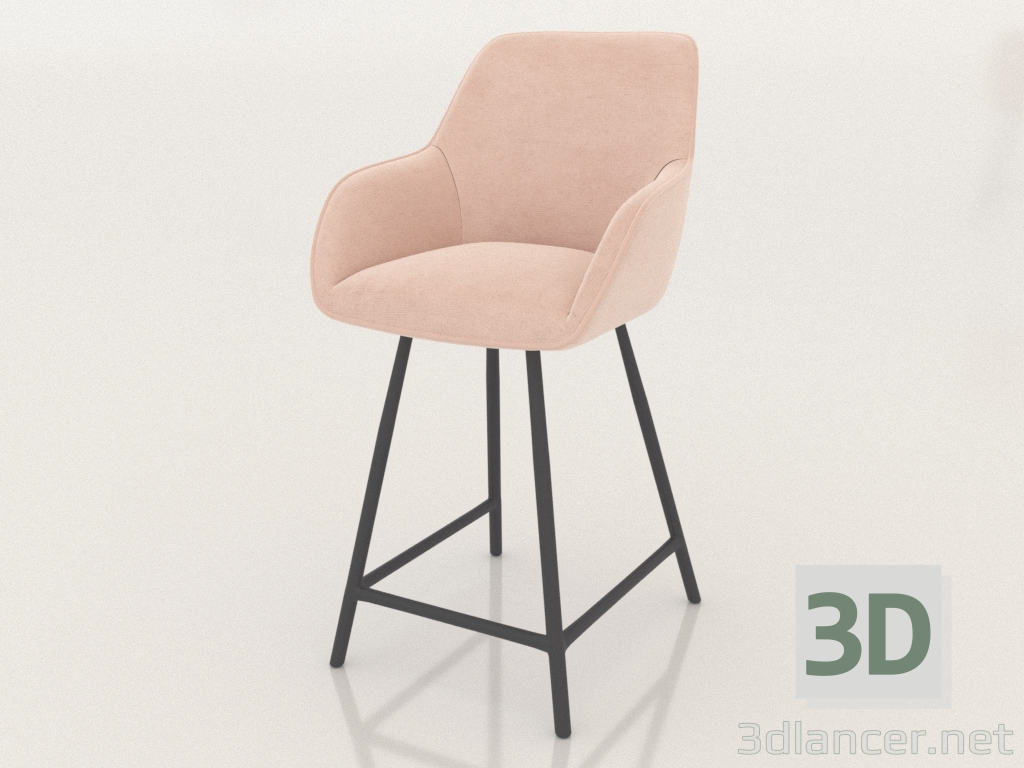 modèle 3D Chaise semi-bar Edwin (noir poudré) - preview