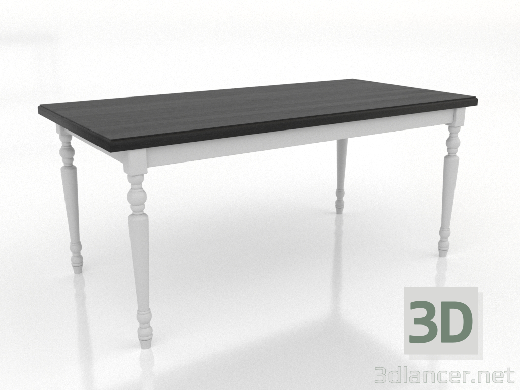 3d model Dining table 1600x800 mm (white, black RAL 9005) - preview